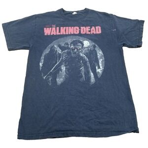 The Walking Dead Graphic T-Shirt Mens M Black Red Eye Zombie AMC Horror Distress